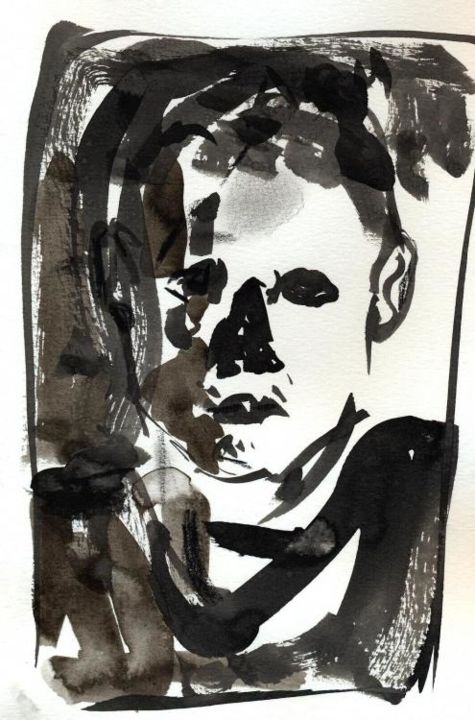 Dibujo titulada "self portrait" por Niclas Lundqvist, Obra de arte original