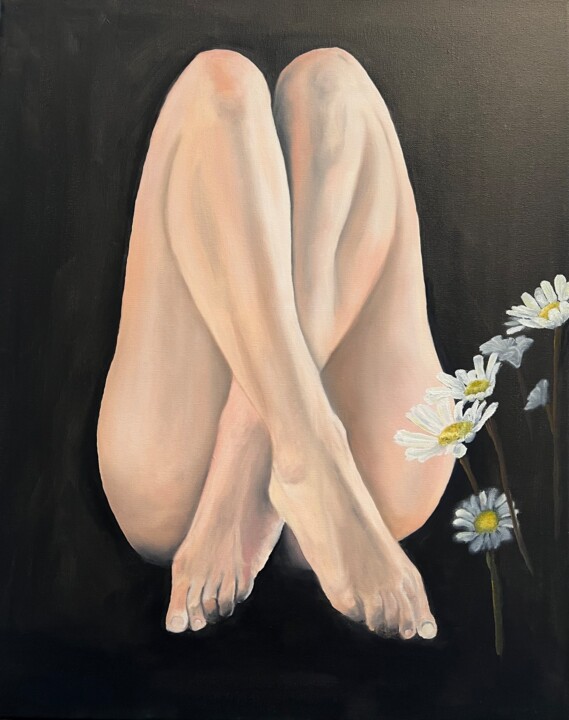 Картина под названием "The Innocent Daisy" - Carina Martins, Подлинное произведение искусства, Масло