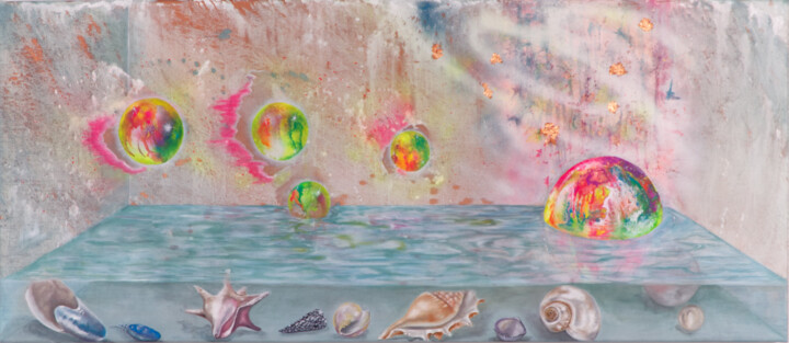 Peinture intitulée "Universe in a Aquar…" par Carina Martins, Œuvre d'art originale, Huile