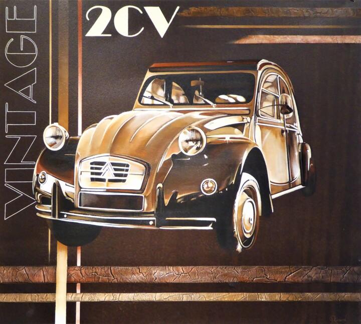 Картина под названием "Vintage" - Carine Ricard, Подлинное произведение искусства, Акрил Установлен на Деревянная панель
