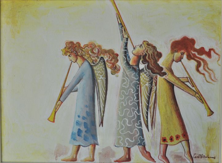 Malerei mit dem Titel "Angels In Exultation" von Carl Abrahams, Original-Kunstwerk, Öl