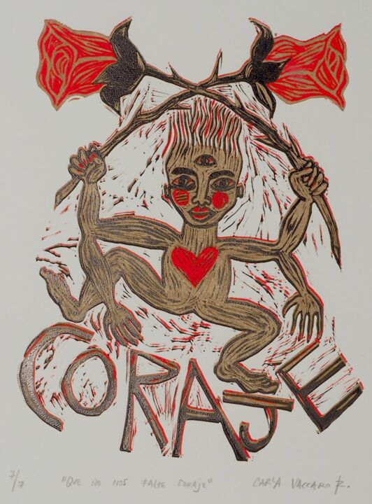 Printmaking titled "Que no nos falte co…" by Carla Vaccaro, Original Artwork, Linocuts