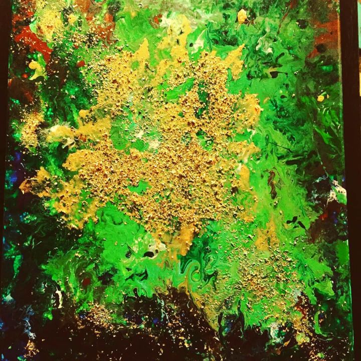 Painting titled "Green flower" by Carla Campea, Original Artwork, Acrylic