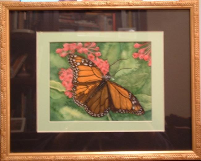 Painting titled "Butterfly on Bush" by Carla J Connelly, Original Artwork