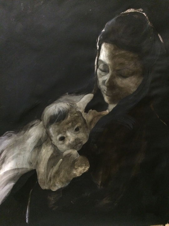 Pittura intitolato "abbraccio.jpg" da Carla Poggi, Opera d'arte originale, Acrilico