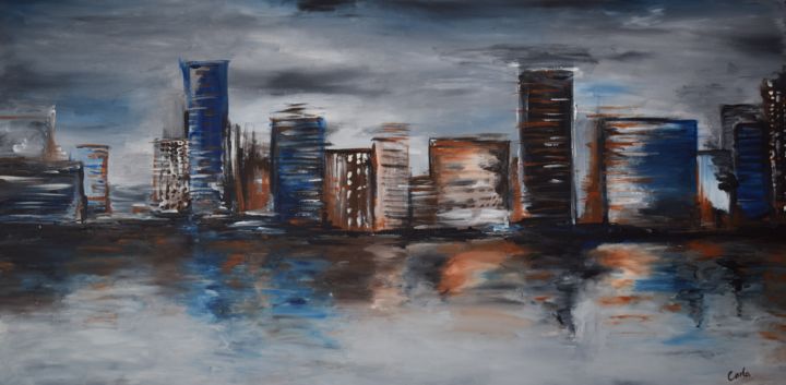 Pintura titulada "Modern city" por Carla Ramalho, Obra de arte original, Acrílico
