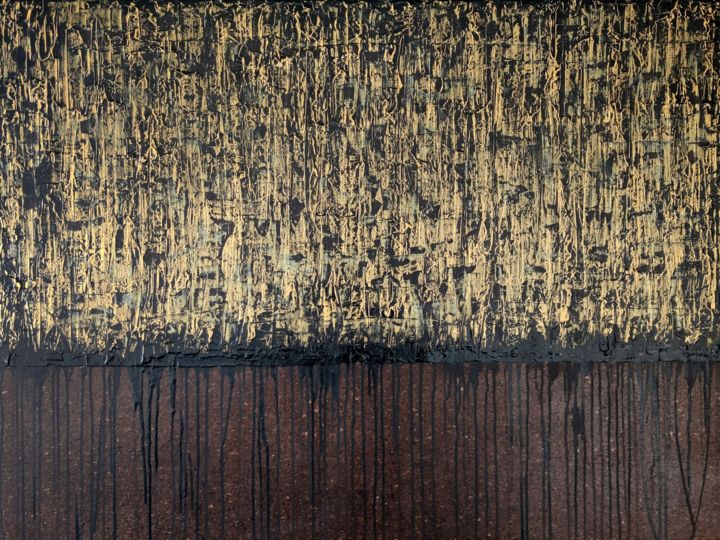Painting titled "Black Gold No. 5" by Carla Sá Fernandes, Original Artwork, Acrylic Mounted on Wood Stretcher frame