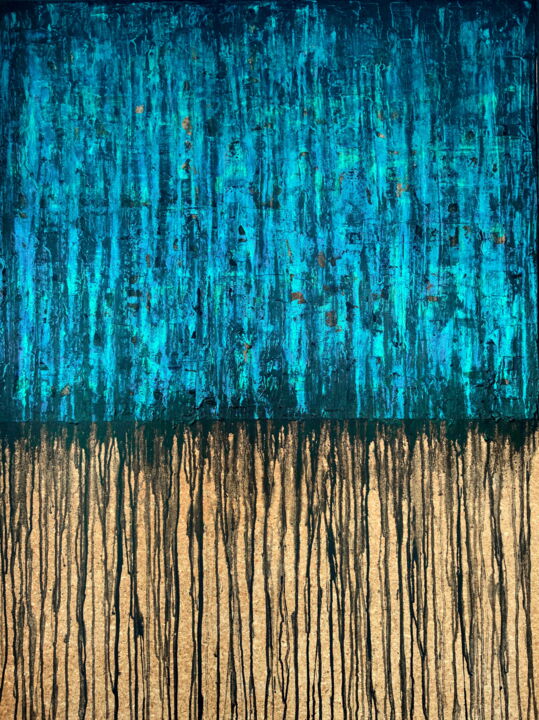 Malerei mit dem Titel "Black Blue Aqua No.…" von Carla Sá Fernandes, Original-Kunstwerk, Acryl Auf Keilrahmen aus Holz monti…