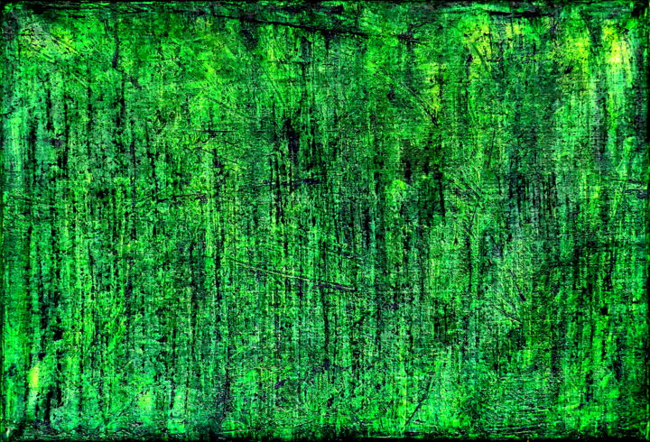 Painting titled "Green Blue Gold (CS…" by Carla Sá Fernandes, Original Artwork, Acrylic Mounted on Wood Stretcher frame