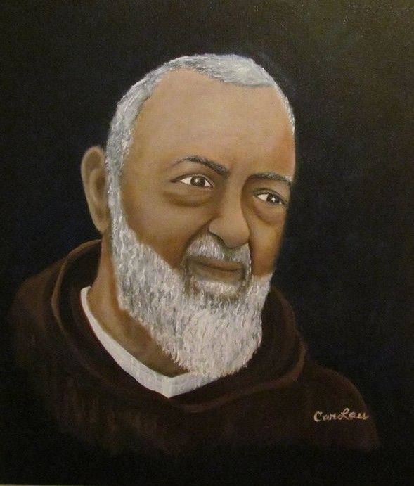 Peinture intitulée "padre-pio" par Carlau, Œuvre d'art originale