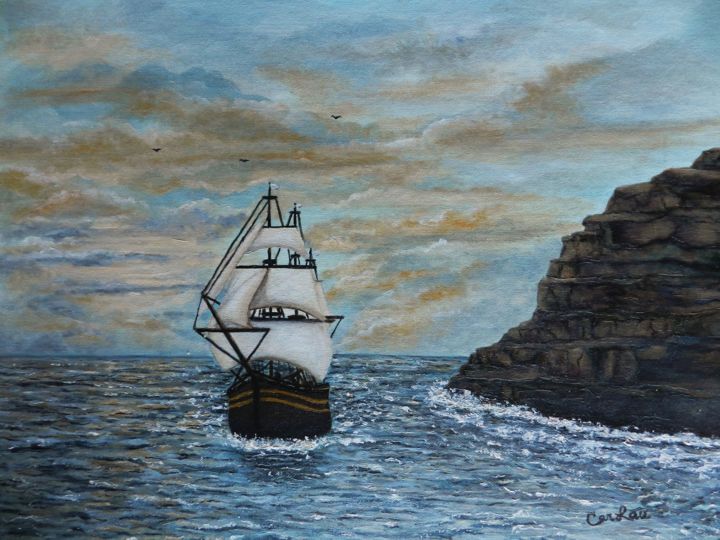 Painting titled "Voyage dans le temp…" by Carlau, Original Artwork, Oil