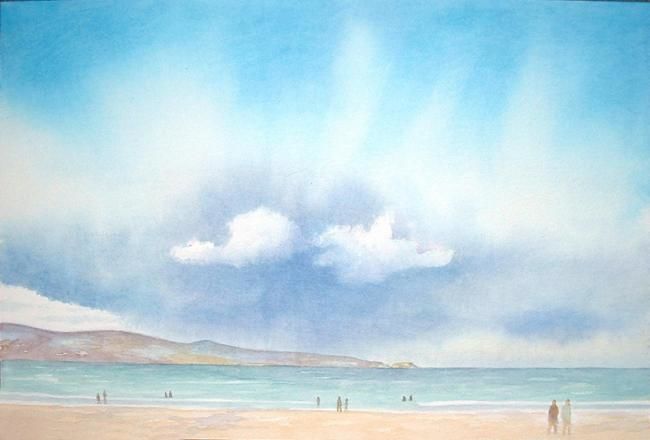 Painting titled "Rain over St. Ives" by Carl Conway, Original Artwork