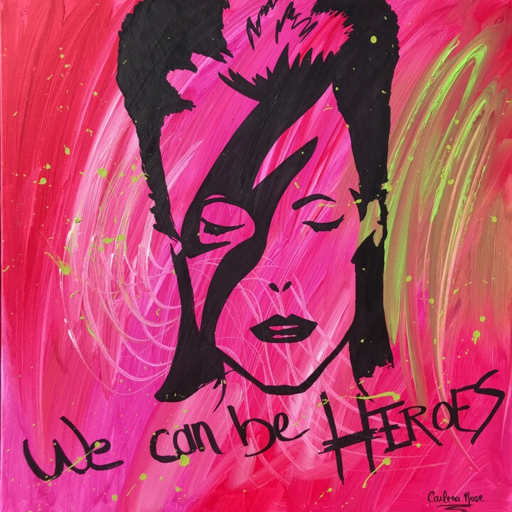 Painting titled "David Bowie" by Carlena Rose, Original Artwork, Acrylic