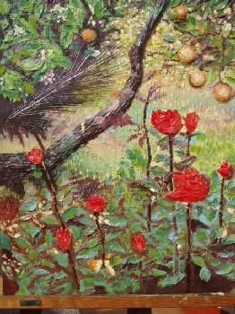 Peinture intitulée "rosas" par Carlos Manuel Mena Soiza, Œuvre d'art originale