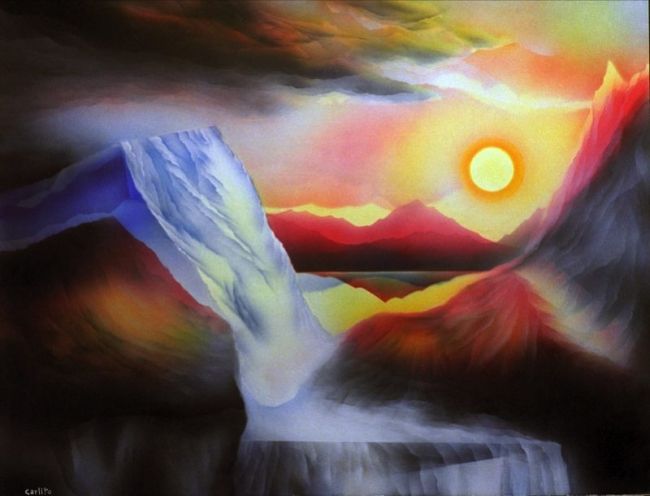 Peinture intitulée "le glacier eternel" par Carlito, Œuvre d'art originale