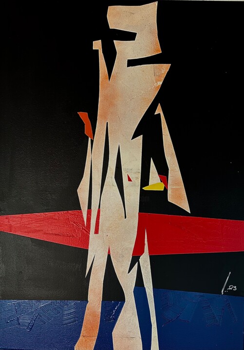 Painting titled "new man_2023" by Carlo Alberto Cozzani, Original Artwork, Acrylic Mounted on Wood Stretcher frame