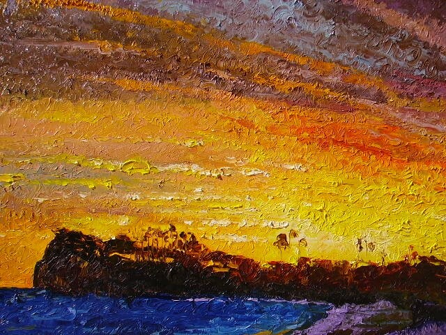 Painting titled "Sunset in S.Barbara" by Carlo Gislimberti, Original Artwork, Oil