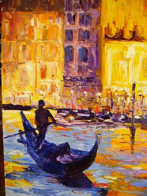 Painting titled "Reflection in Venice" by Carlo Gislimberti, Original Artwork, Oil