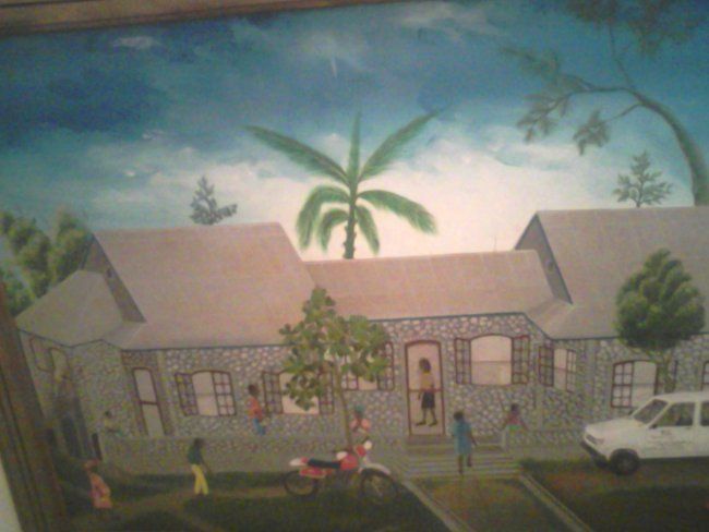 Painting titled "Sante rural en Haiti" by Carlo Normil, Original Artwork, Oil