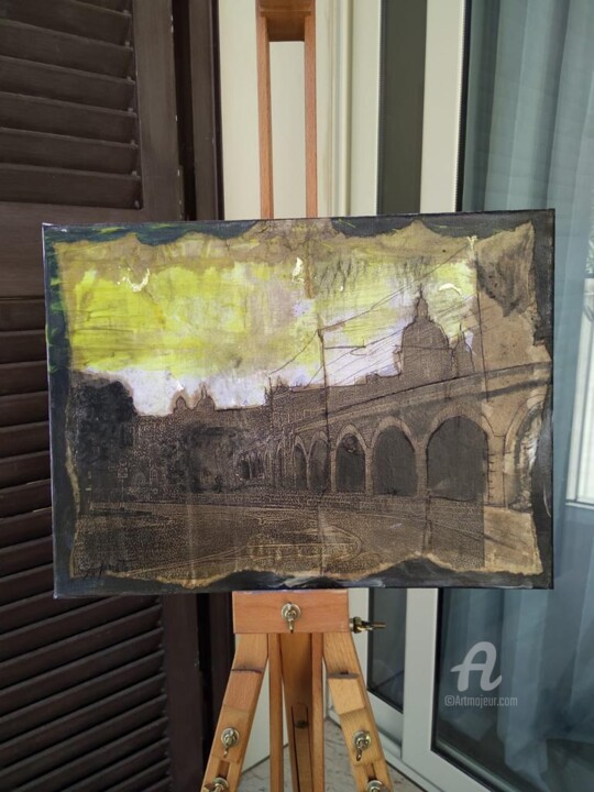 Painting titled "Centro" by Carlo Spampinato, Original Artwork, Pigments Mounted on Wood Stretcher frame