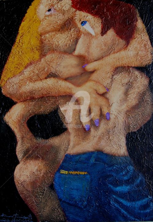 Pittura intitolato "amore travolgente" da Cammarota, Opera d'arte originale,