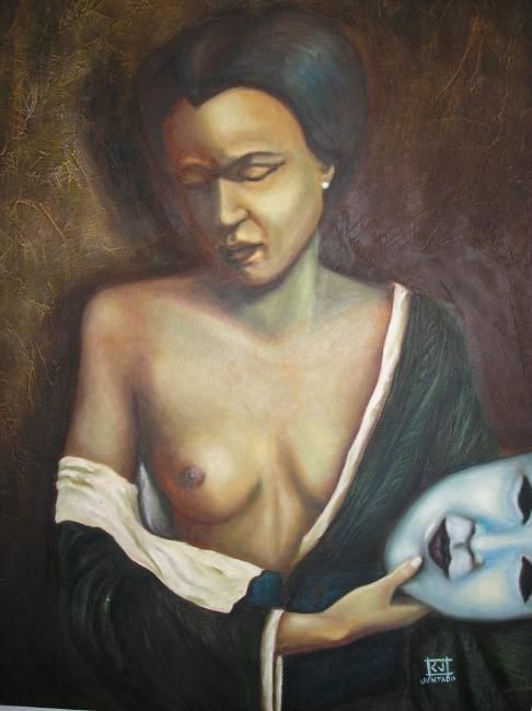 Painting titled "The Mask" by Carlo Juntado, Original Artwork