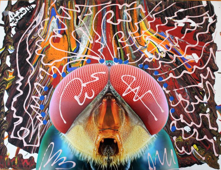 Collages intitolato "ape 🕸🕸🕸🕸🕸🕸🕸🕸🕸🕸" da Carlo Maniero, Opera d'arte originale, Acrilico