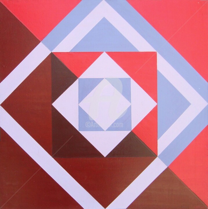 Pintura titulada "Cuadrática en Rojo" por Carlos Álvarez Maciel, Obra de arte original, Acrílico