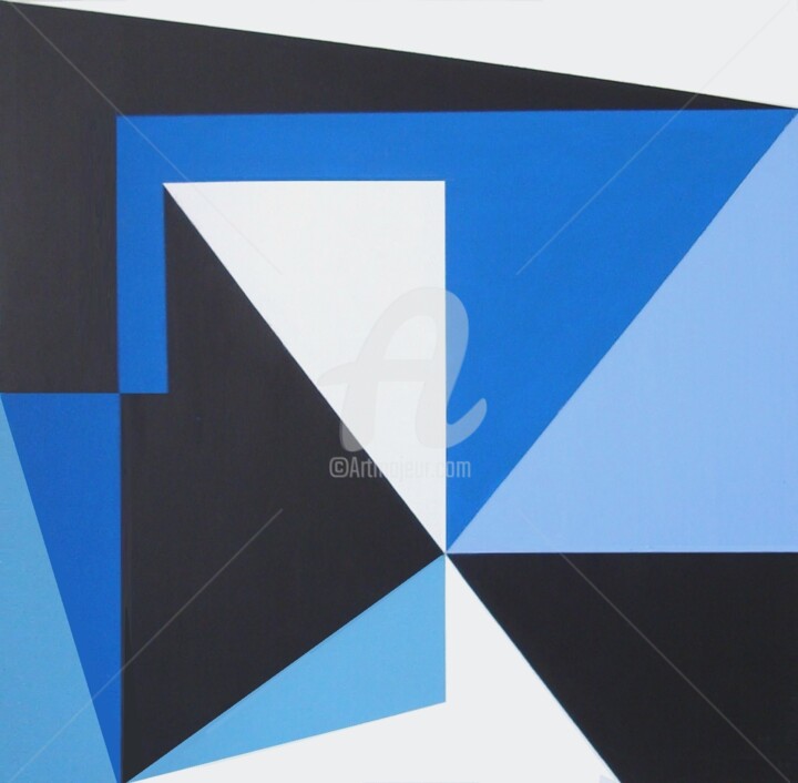 Peinture intitulée "Escalera Azul" par Carlos Álvarez Maciel, Œuvre d'art originale, Acrylique
