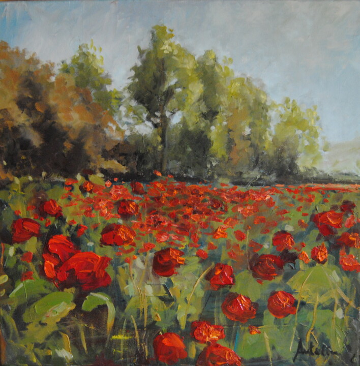Pintura titulada "campo de primavera" por Carlos Antolin, Obra de arte original, Oleo