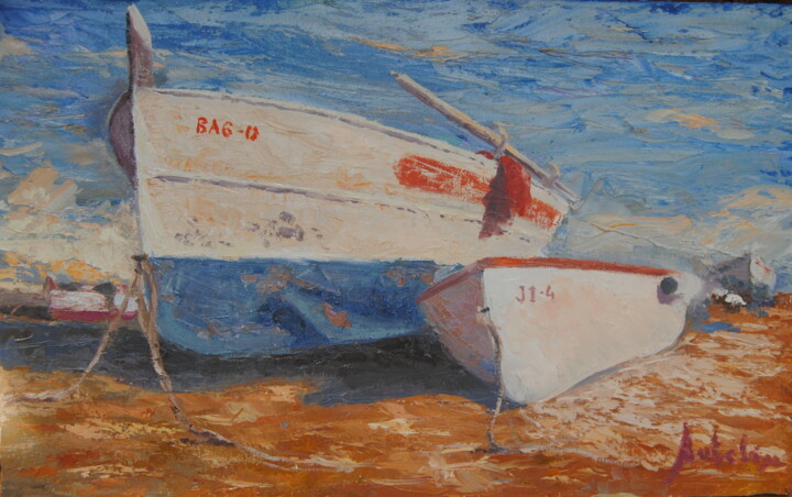 Painting titled "Las barcas de don B…" by Carlos Antolin, Original Artwork, Oil