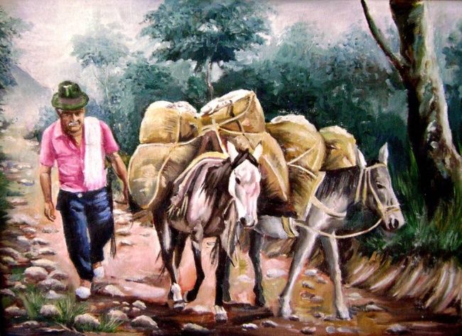 Painting titled "Arrieros" by Carlos Arango, Original Artwork