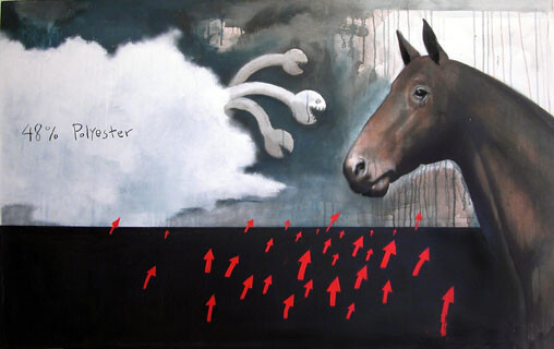 Peinture intitulée "Cheval indifferent…" par Carlos David, Œuvre d'art originale, Huile