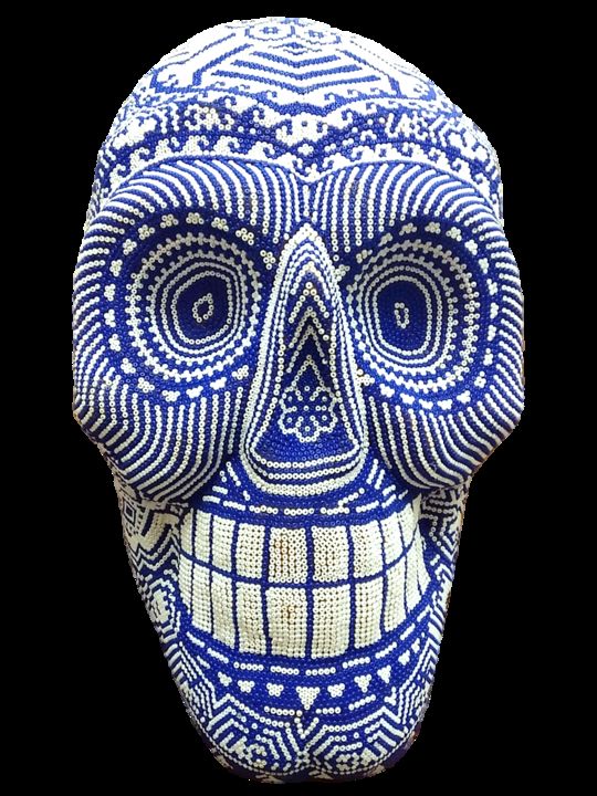 Sculpture intitulée "BEADSKULL" par Carlos Hernandez, Œuvre d'art originale, Résine