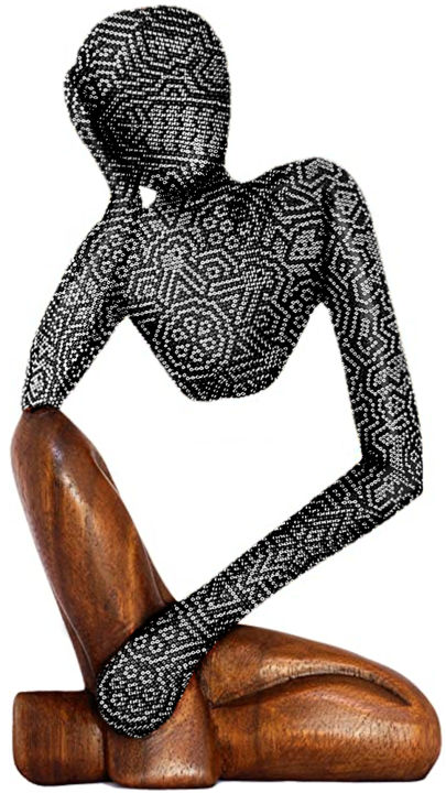 Sculpture intitulée "Uomo Pensante" par Carlos Hernandez, Œuvre d'art originale, Bois