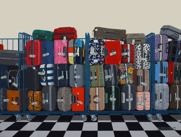 Schilderij getiteld "Luggages" door Carlos María Ferreira Soto, Origineel Kunstwerk, Acryl