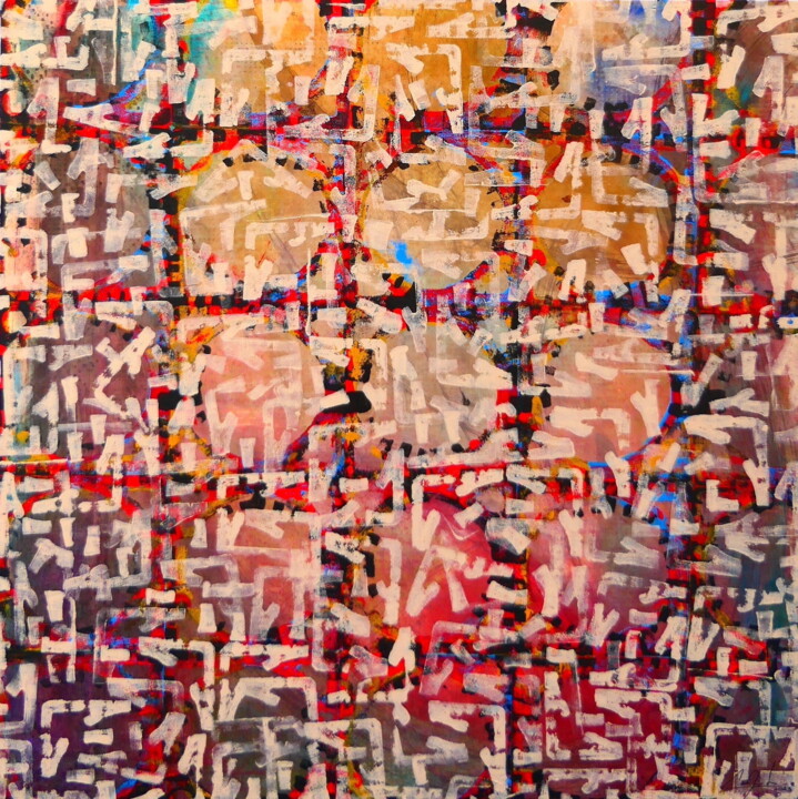 Картина под названием "Exploring abstracti…" - Carlos Pequito, Подлинное произведение искусства, Акрил Установлен на Деревян…
