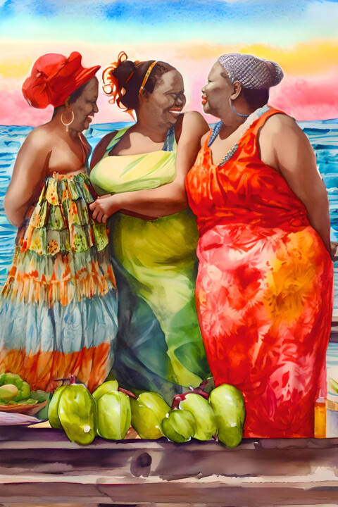 Digital Arts titled "watercolor palequer…" by Carlos Rocha, Original Artwork, Digital Painting
