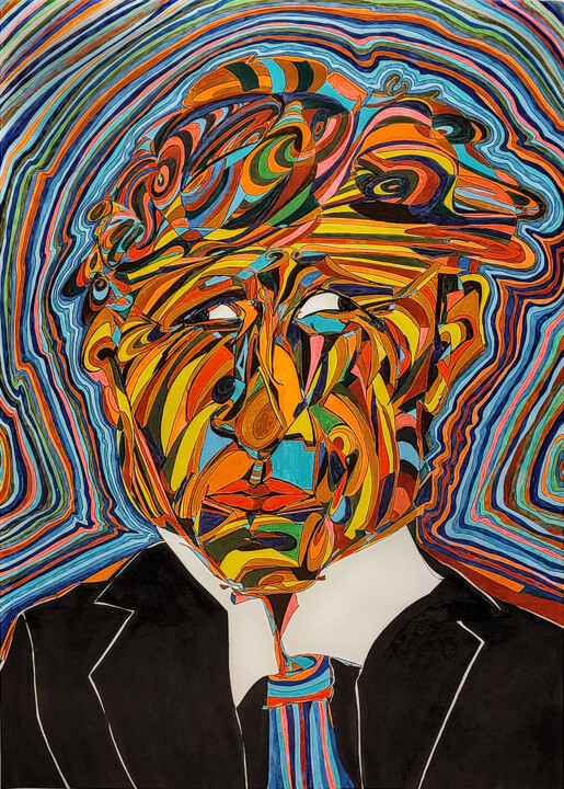 Картина под названием "Resonance of Power:…" - Carlos Simpson, Подлинное произведение искусства, Шариковая ручка