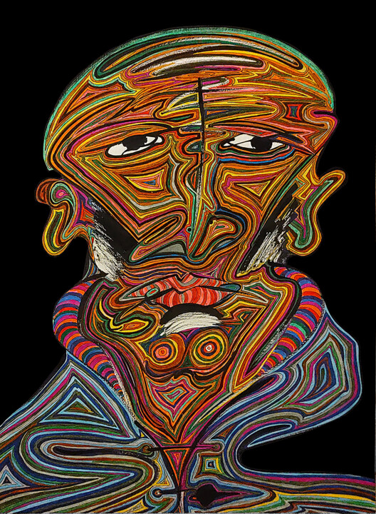 Painting titled "Kaleidoscopic Ident…" by Carlos Simpson, Original Artwork, Ballpoint pen