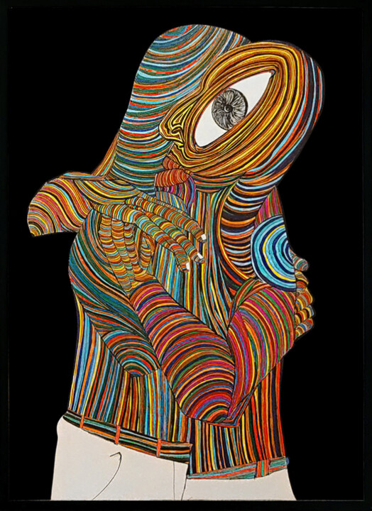 Ζωγραφική με τίτλο "Give Love Not Hate" από Carlos Simpson, Αυθεντικά έργα τέχνης, Στυλό