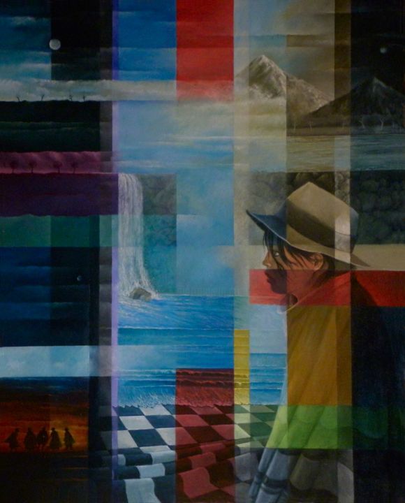 Pintura titulada "Mirando La Lunajpg" por Carlos Ubidia Rodríguez, Obra de arte original, Oleo