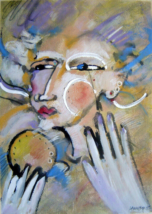 Desenho intitulada "maquillage 2" por Carlos Yasoshima, Obras de arte originais, Pastel