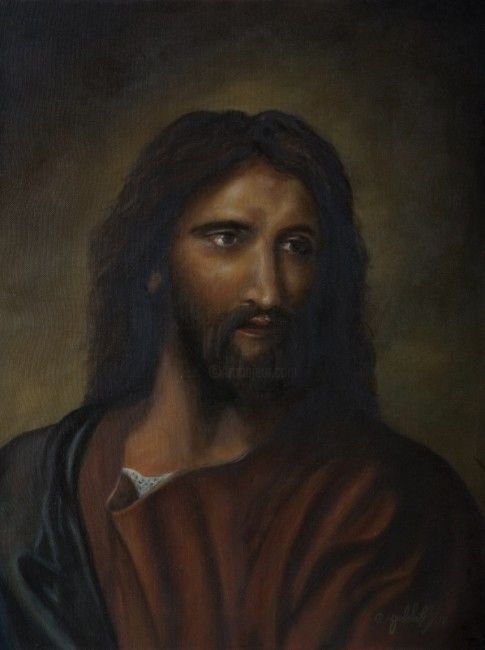 Pintura titulada "Jesus de Galilea" por Carlos Alberto Agudelo Henao, Obra de arte original, Oleo