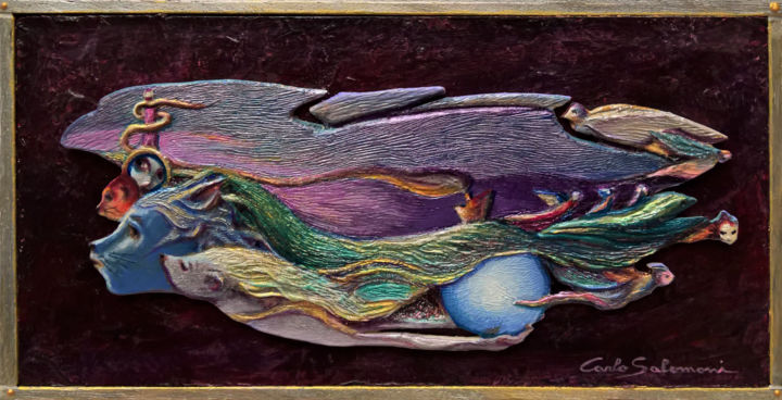 Painting titled "THE ANGELS OF SAILO…" by Carlo Salomoni, Original Artwork, Acrylic Mounted on Wood Panel