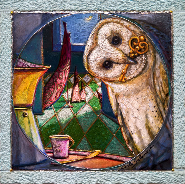 Pittura intitolato "STAYHOME 10, KEY." da Carlo Salomoni, Opera d'arte originale, Acrilico Montato su Altro pannello rigido