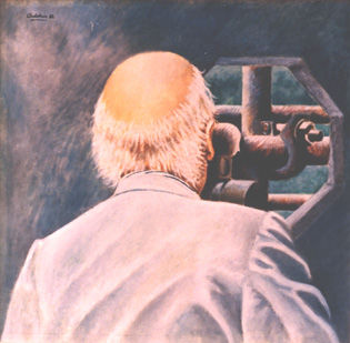 Painting titled "mirando la obra" by Carlos Ardohain, Original Artwork