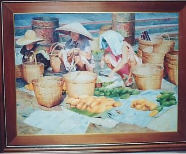 Painting titled "market scene II" by Cee, Original Artwork