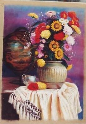 Pintura intitulada "still life- flowers3" por Cee, Obras de arte originais