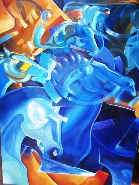 Painting titled "CABALLOS" by Carlos Calderon, Original Artwork